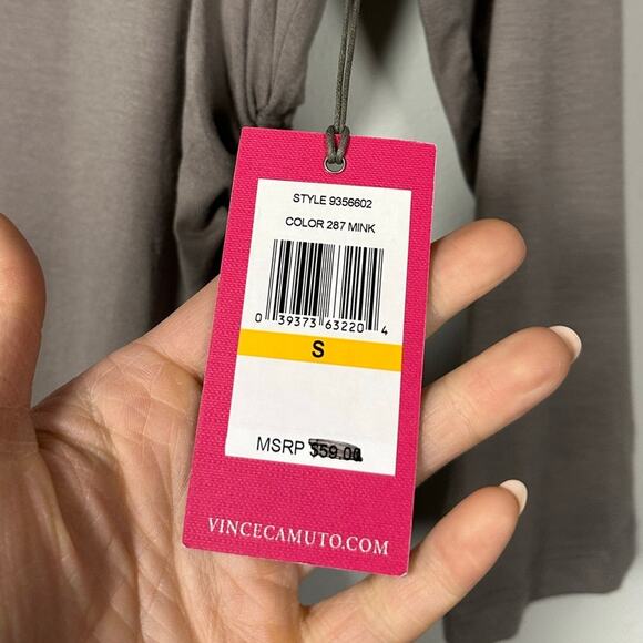 NWT Vince Camuto Mink Gray V Neck Quarter Sleeve Blouse Women's Small - Picture 5 of 6